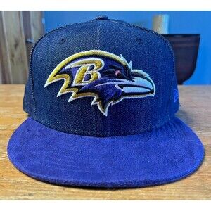 Baltimore Ravens Hat New Era 59Fifty Fitted Cap 7 3/8 Denim Look NFL Cap